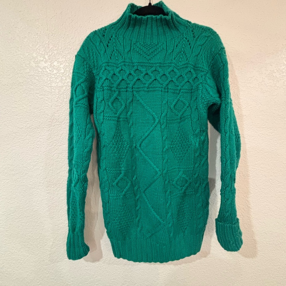 Cozy Green Cable Knit Sweater
